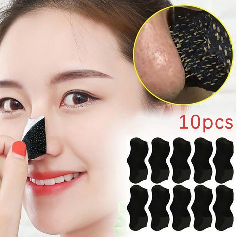 Face Mask Skincare - 10 ชิ้น แผ่นมาส์กกำจัดสิวเสี้ยนสำหรับทุกเพศ แผ่นลอกสิวเสี้ยนบริเวณจมูก ทำความสะอาดล้ำลึก กระชับรูขุมขน
