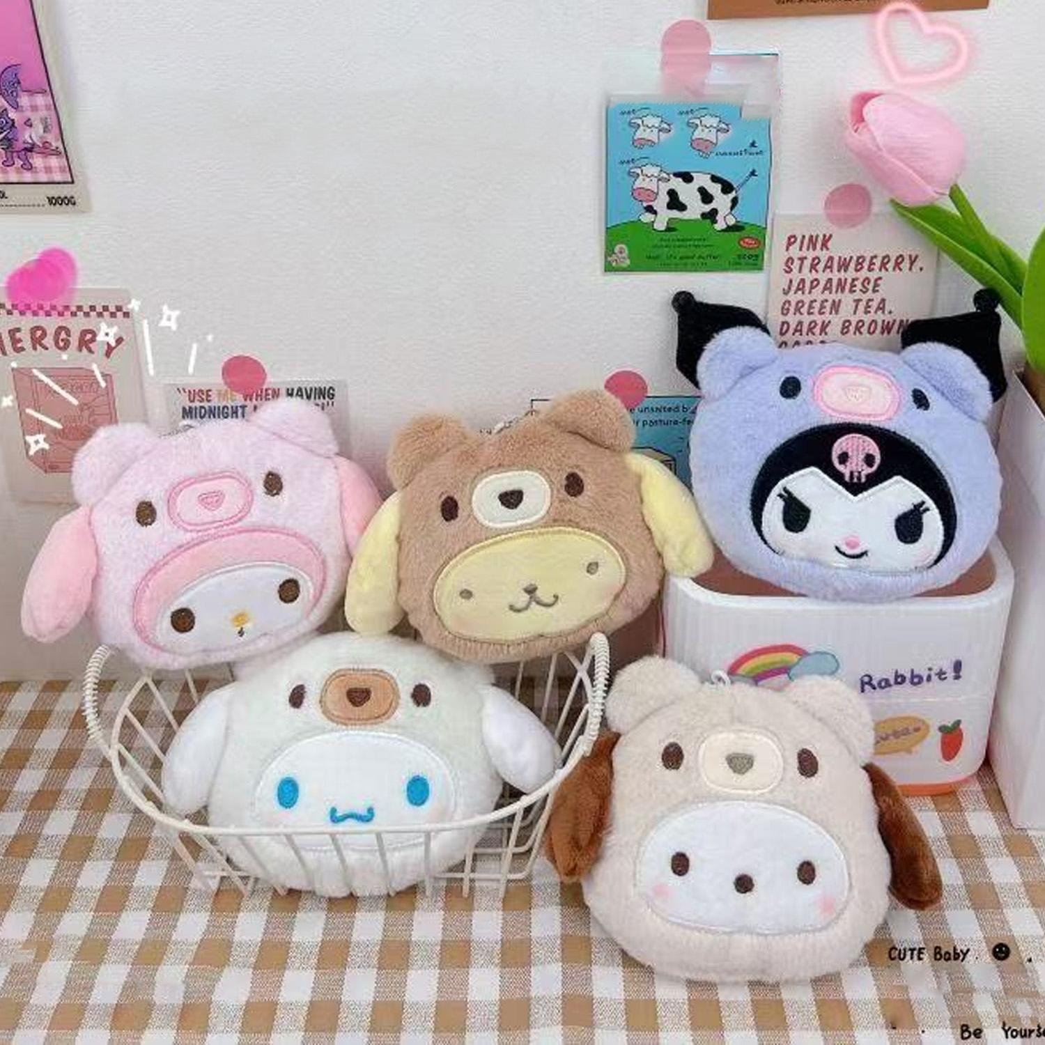 Lip Balm - กระเป๋าใส่เหรียญแบบพกพา สายดาต้าสำหรับชาร์จ กระเป๋าเก็บลิปสติก กระเป๋าสะพายคู่ ของขวัญวันหยุดสำหรับเพื่อน