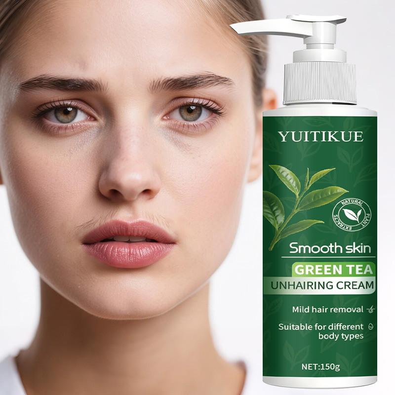 Body Lotion - YUITIKUE ครีมกำจัดขนชาเขียว 150 กรัม ครีมกำจัดขนสูตรอ่อนโยนและอ่อนช้าเพื่อผิวเรียบเนียนสำหรับทุกสภาพผิว