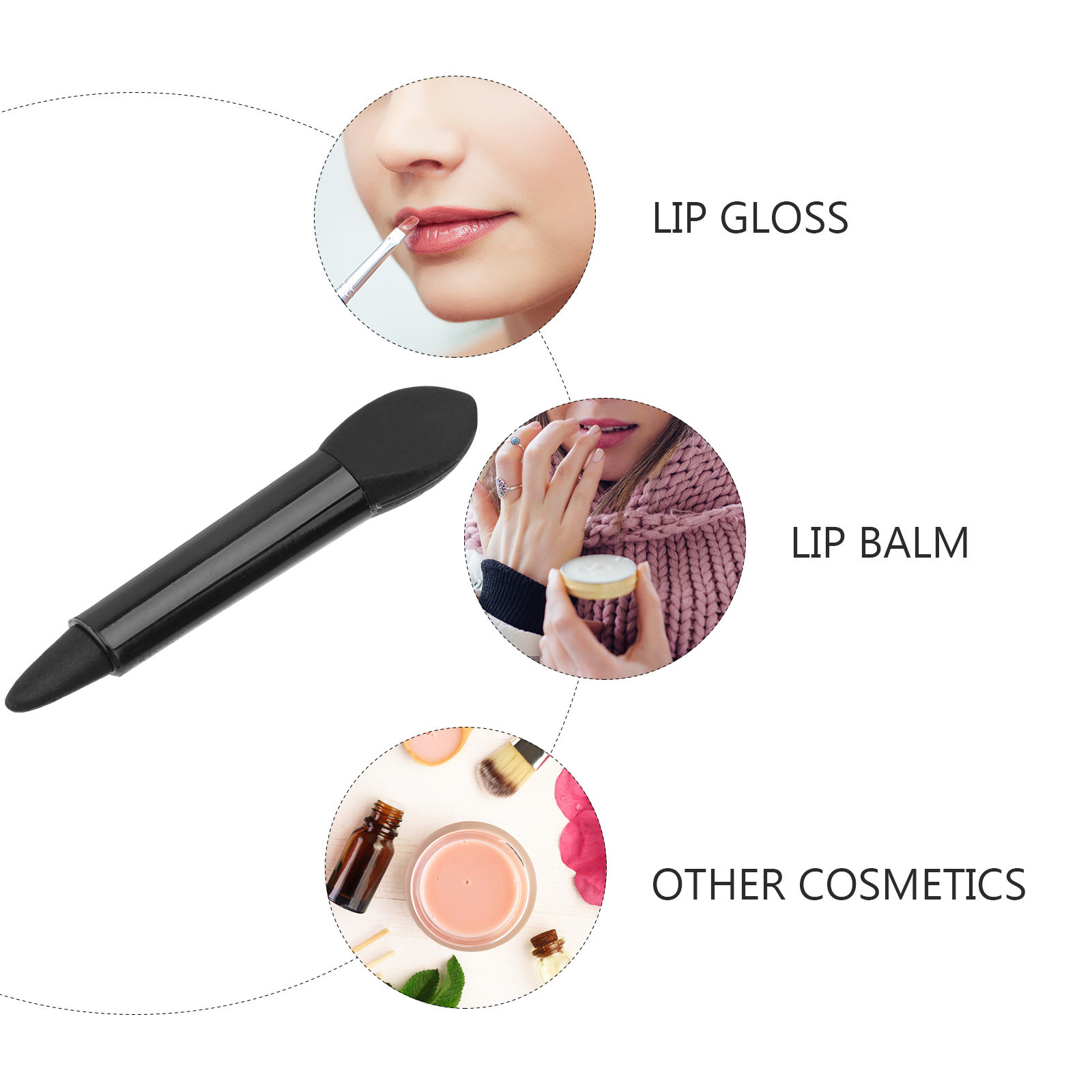 Lip Balm - 1 ชุด แปรงมาสก์ปากซิลิโคนสองหัว อุปกรณ์แต่งหน้าซิลิโคนนุ่ม แปรงทาลิปสติก อุปกรณ์แต่งหน้าลิปบาล์มแบบพกพา