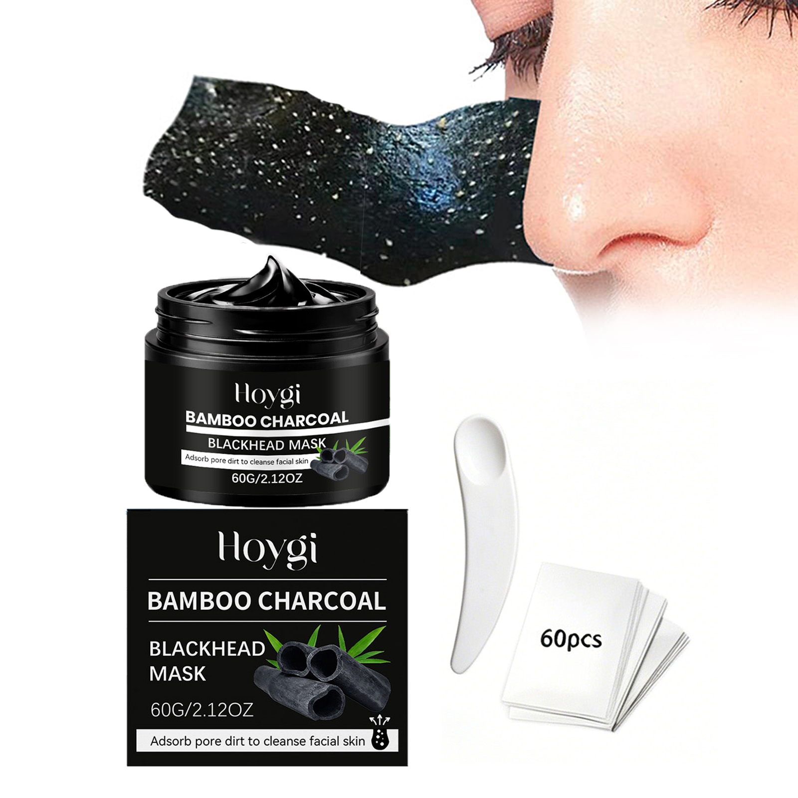 Skincare China - มาส์กถ่านไม้ไผ่ลอกสิวเสี้ยน ทำความสะอาดรูขุมขน มาส์กจมูกสำหรับขจัดสิ่งสกปรกและน้ำมันส่วนเกิน บำรุงผิวหน้า