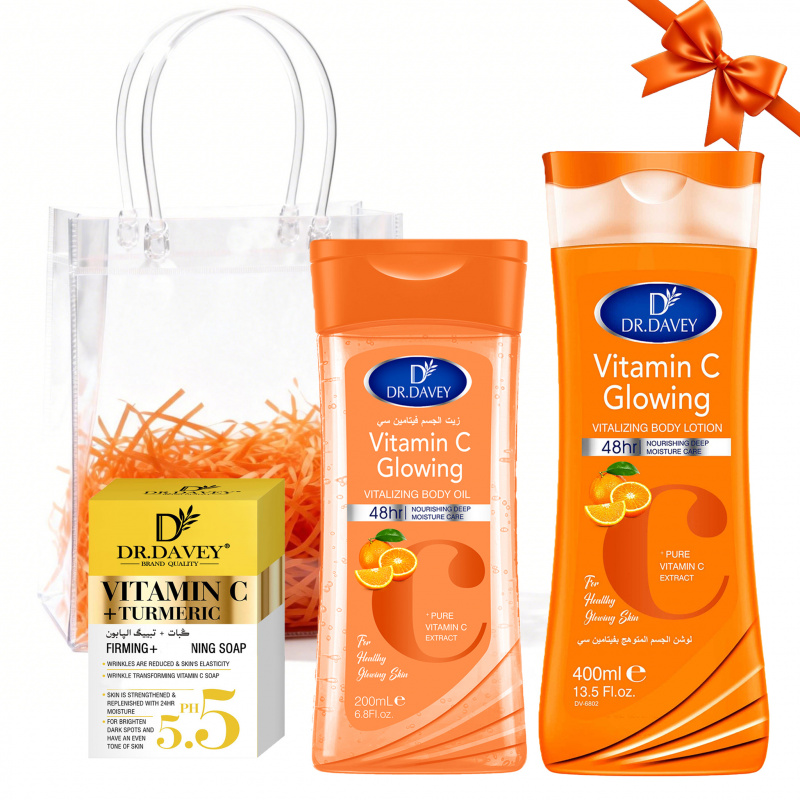 Vitamin C Serum - ดร.เดวี่ วิตามินซี ชุดผลิตภัณฑ์ดูแลผิว 3 ชิ้น โลชั่นทาผิว+สบู่+น้ำมันบำรุงผิว