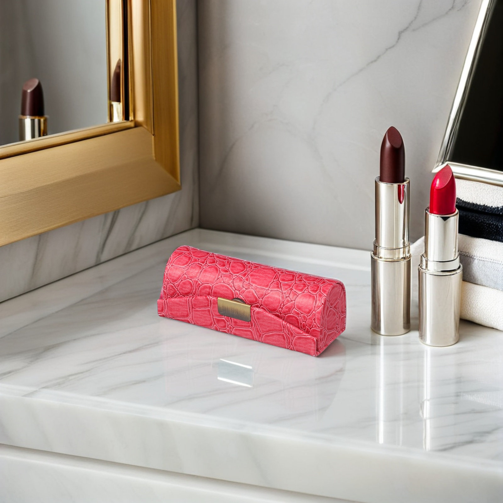 กล่องใส่ลิปสติก PU แบบพกพา ดีไ - Lip Balm บทวิจารณ์และราคา